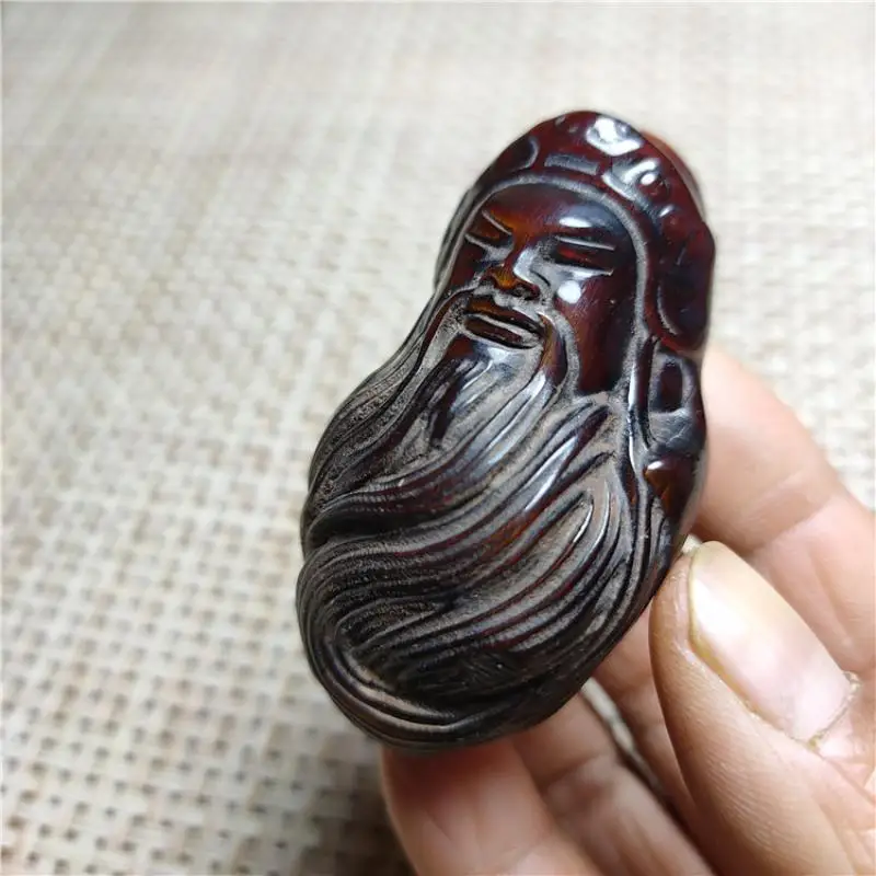 Китайская антикварная статуя из бычьего рога ручная резьба Гуань Юань гуньгун