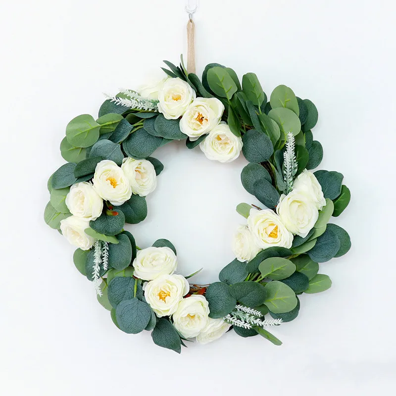 18 дюймов искусственный венок с розочками украшение для дома гирлянда свадьбы