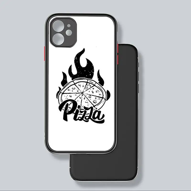

Cute lovely white black Pizza Phone Case Matte Transparent for iPhone 7 8 11 12 s mini pro X XS XR MAX Plus coque