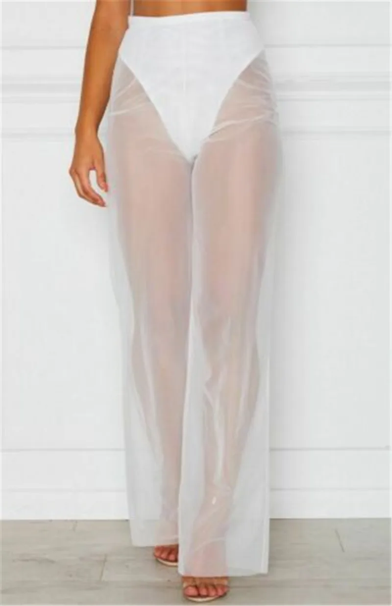 Сексуальные женские летние пляжные сетчатые прозрачные штаны ажурные с высокой