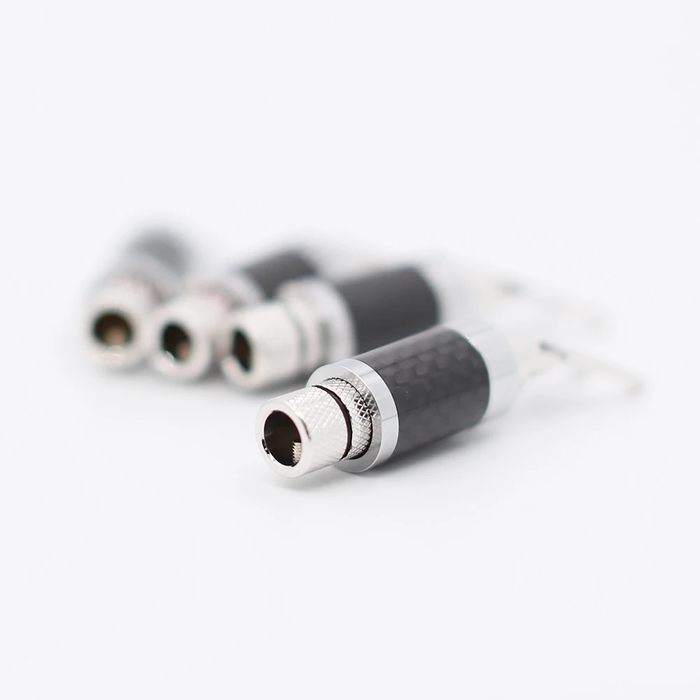 4 pieces Rhodium Plated Spade Plug Carbon Fiber Speaker 9mm Cable Connector | Электроника