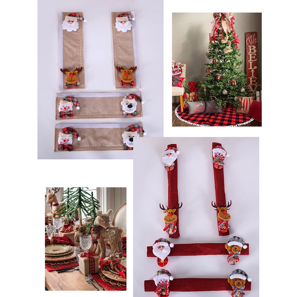 Рождественские чехлы на ручки набор из 4 предметов для холодильника защитная