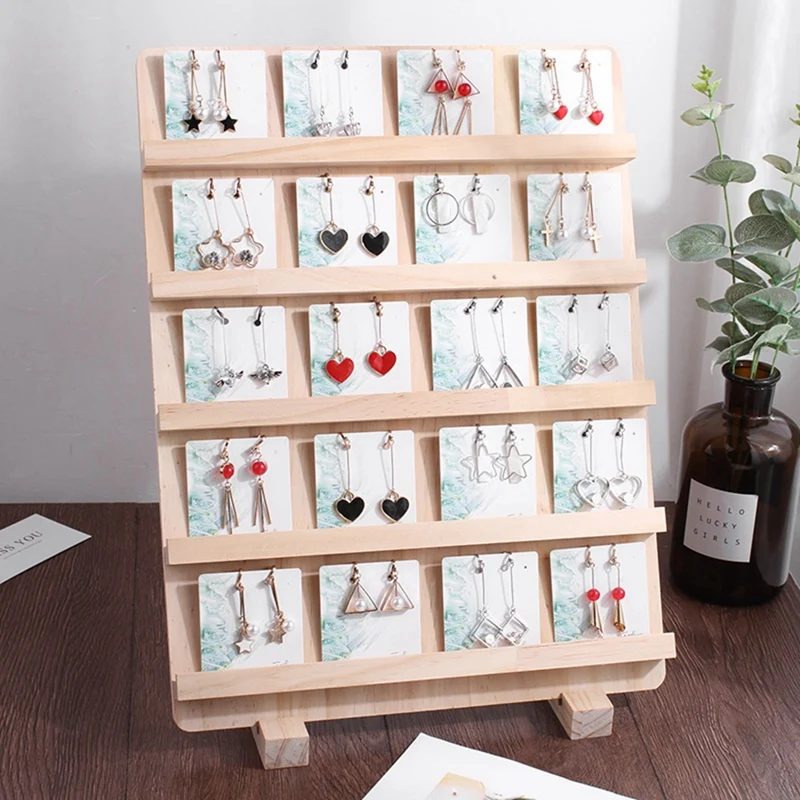 

2 Pcs Wood Jewelry Display Hanging Stand Rack Wood Jewelry Holder, 40 X 30cm & 25 X 30 X 8.5cm
