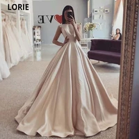 lorie champagne scoop satin evening dresses 2021 vestidos de fiesta de noche fashion a line lace up high quality prom party gown