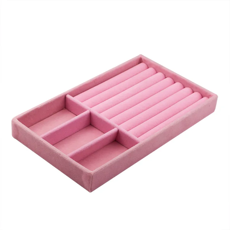 Pink Velvet Jewelry Storage Tray Ring Bracelet Jewellery Organizer Earring Holder Display Case Organizador De Joyas | Украшения и
