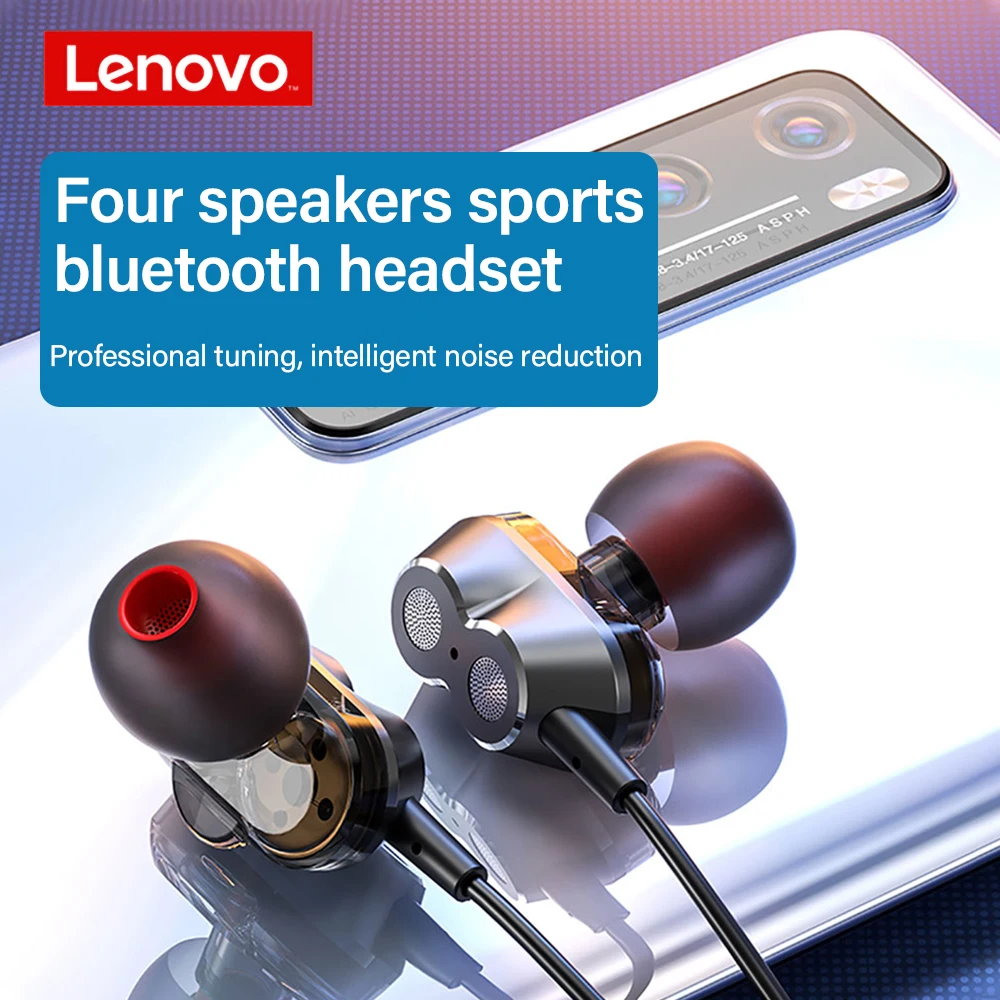 Bluetooth наушники Lenovo HE08 4 динамика с микрофоном|Наушники и гарнитуры| |
