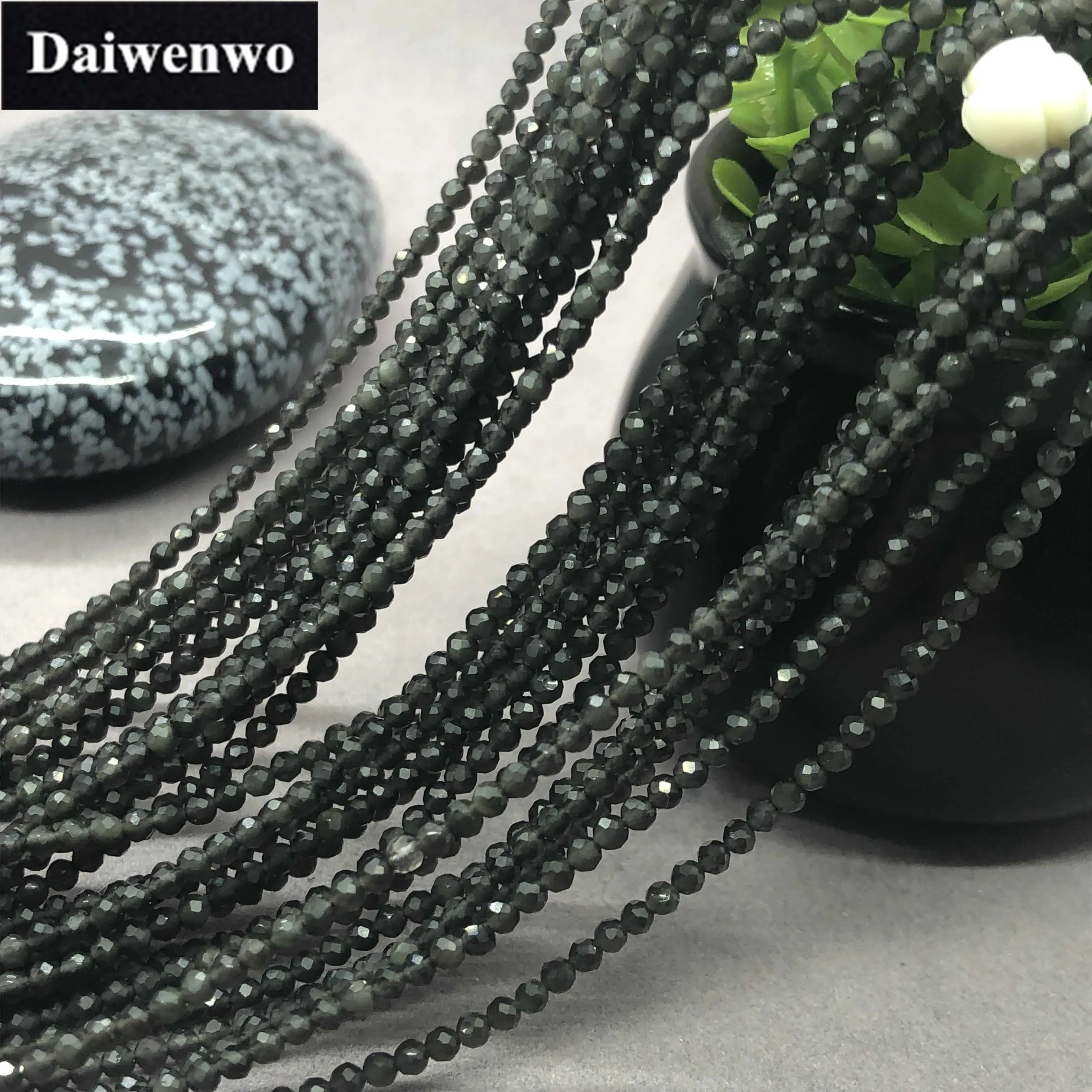 Бусины из черного обсидиана граненые блестящие | Украшения и аксессуары
