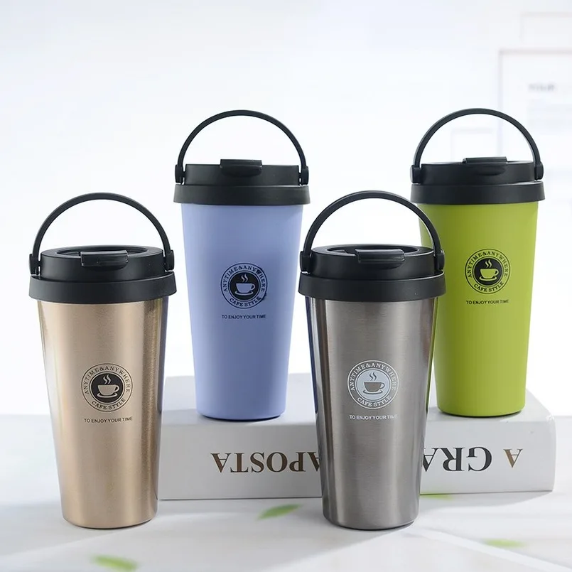 

304 Stainless Steel Creative Coffee Mug Coffee Cup Hot Drink Thermos Cup Handle Cold Storage Cup Portable Coffee Cup Car Cup