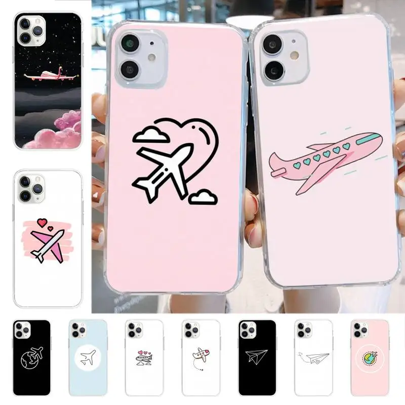 

Travel airplane paper airplane Phone Case for iphone 13 11 12 pro XS MAX 8 7 6 6S Plus X 5S SE 2020 XR case