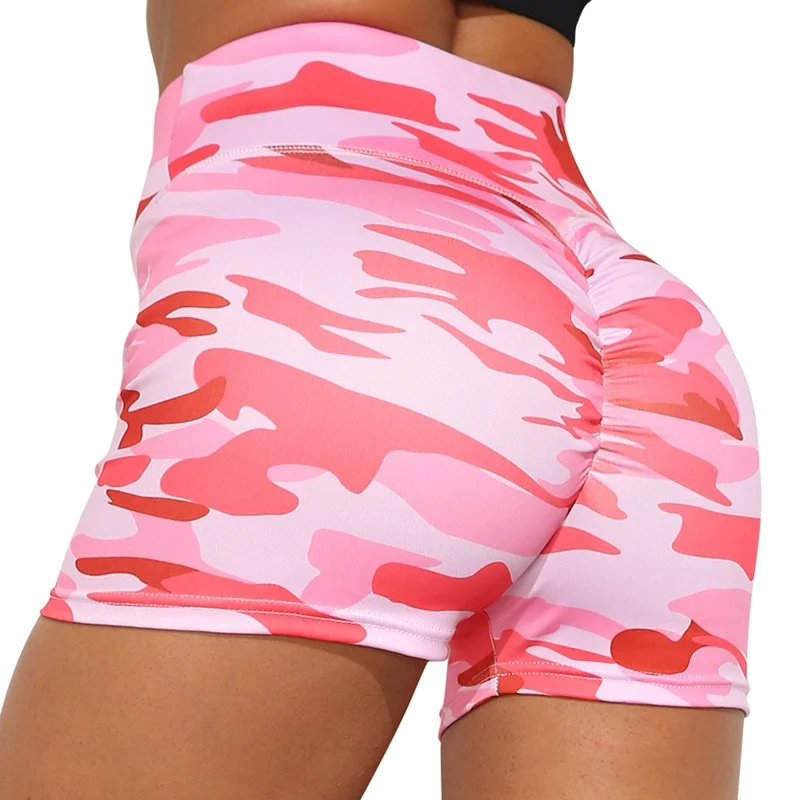 

Women'S Summer Sports Shorts High Waist Yoga Shorts Printed Camouflage Hip-Lifting Fitness Comfortable Breathable Casual Pants