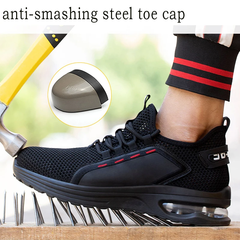 

SANSOM Hollow Breathable Men Work Safety shoes Anti-smashing Steel Toe Cap Working Boots Construction Indestructible Shoes