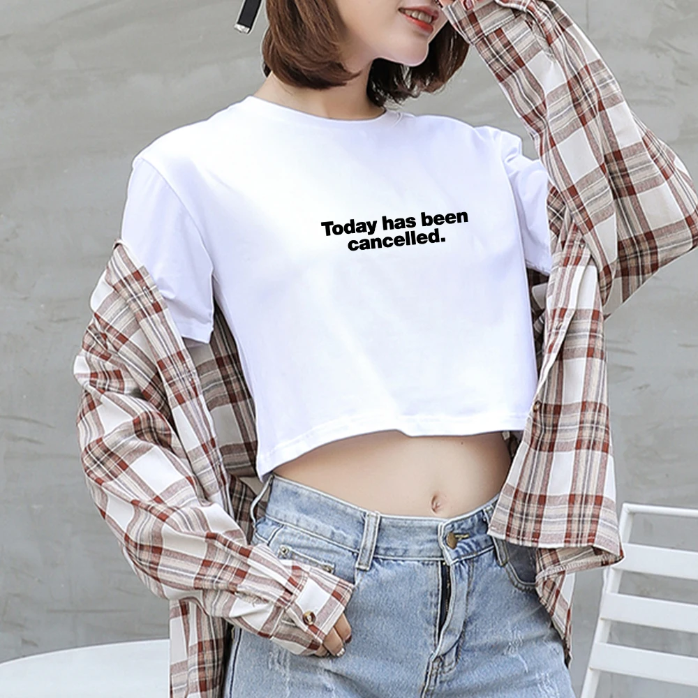 

Personality Leisure Letter Cropped T Shirt Ladies White Short Sleeve Tshirt Korean Harajuku Cotton Crop Top Women Tshirt Loose