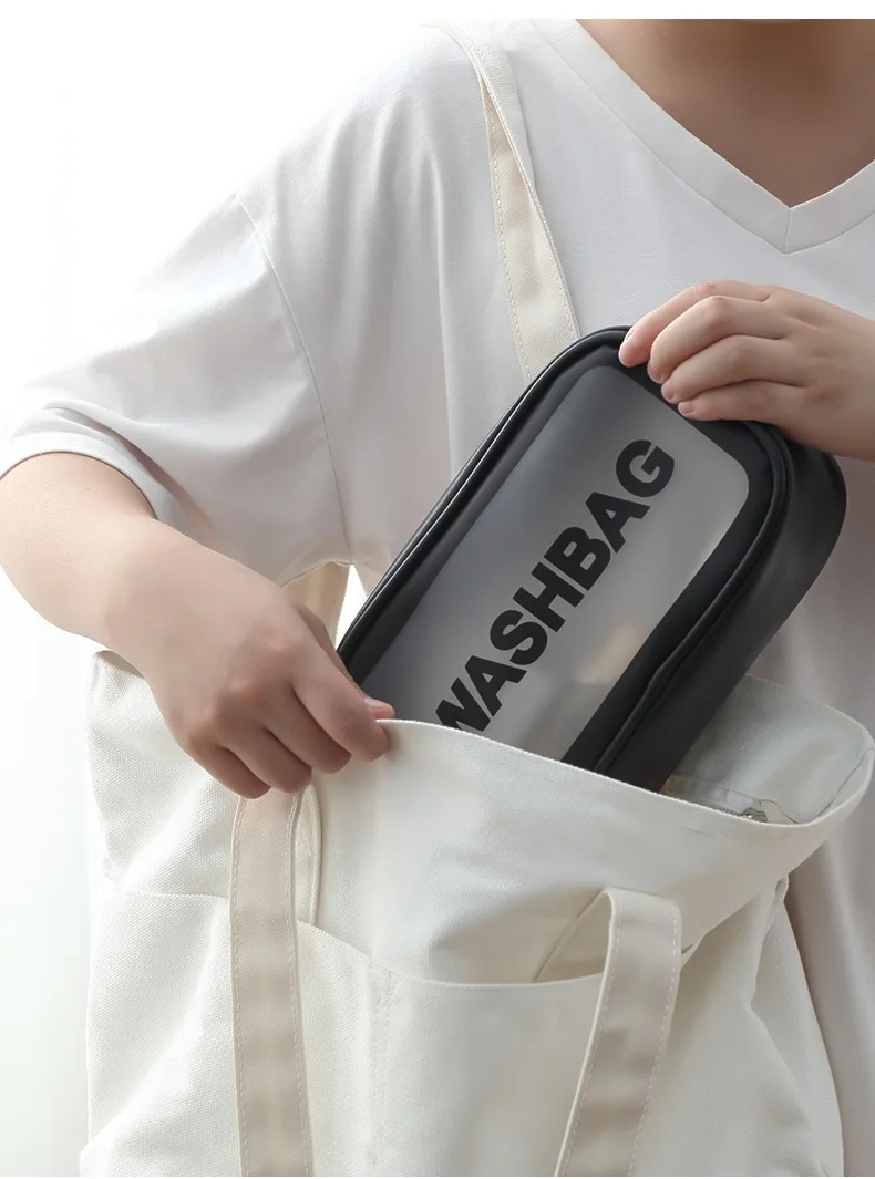 

Wash Bag Transparent PU+PVC Waterproof Makeup Storage Bag Cosmetic Bag Toothpaste Storage Bag Travel Convenient Storage Bag
