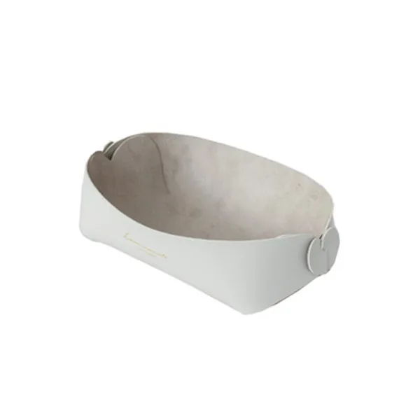 gray large Настольный кожаный из искусственной кожи коробка для хранения макияж Органайзер Comestic контейнер для ювелирных изделий ретро Кнопка Sundry чехол для хранения INS украшения дома - Цвет: gray large