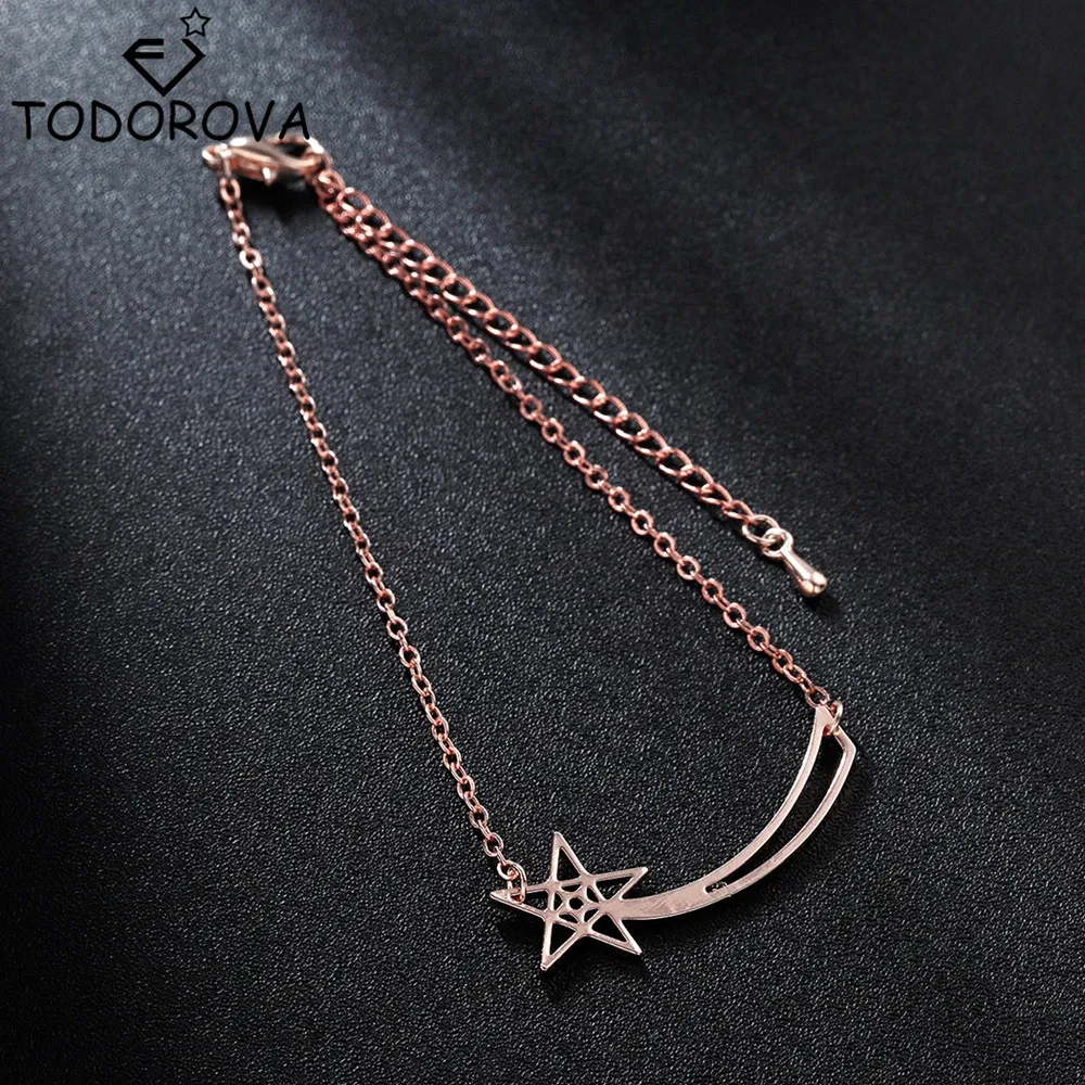 Женский браслет с шармами Todorova милый из нержавеющей стали со звездочками и