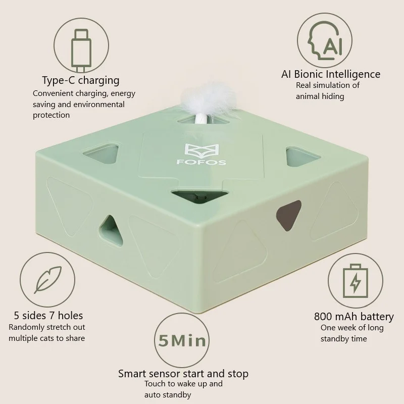 

Electric Cat Toy Magic Box Smart Teasing Cat Stick Crazy Game Interactive Cats Feather Toys Cat Catching Mouse