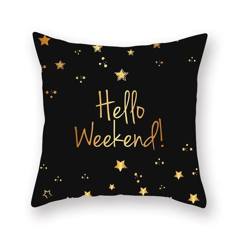 

Golden Printed Pattern Polyester Cushion Cover Decorative 45*45cm Pillowcase Creative Sofa Seat Car Pillowcase Kussenhoes 40821