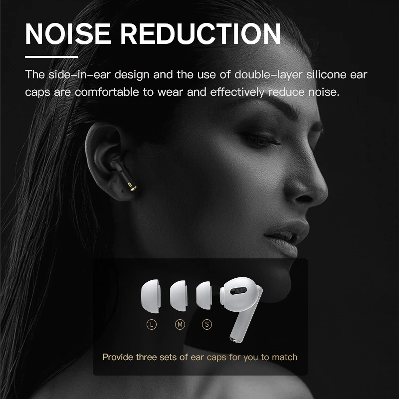 iKF Funpods Wireless Earbuds Gaming Noise Canceling Touch Control TWS Bluetooth 5.1 400mAh Waterproof Bass Earphone Black