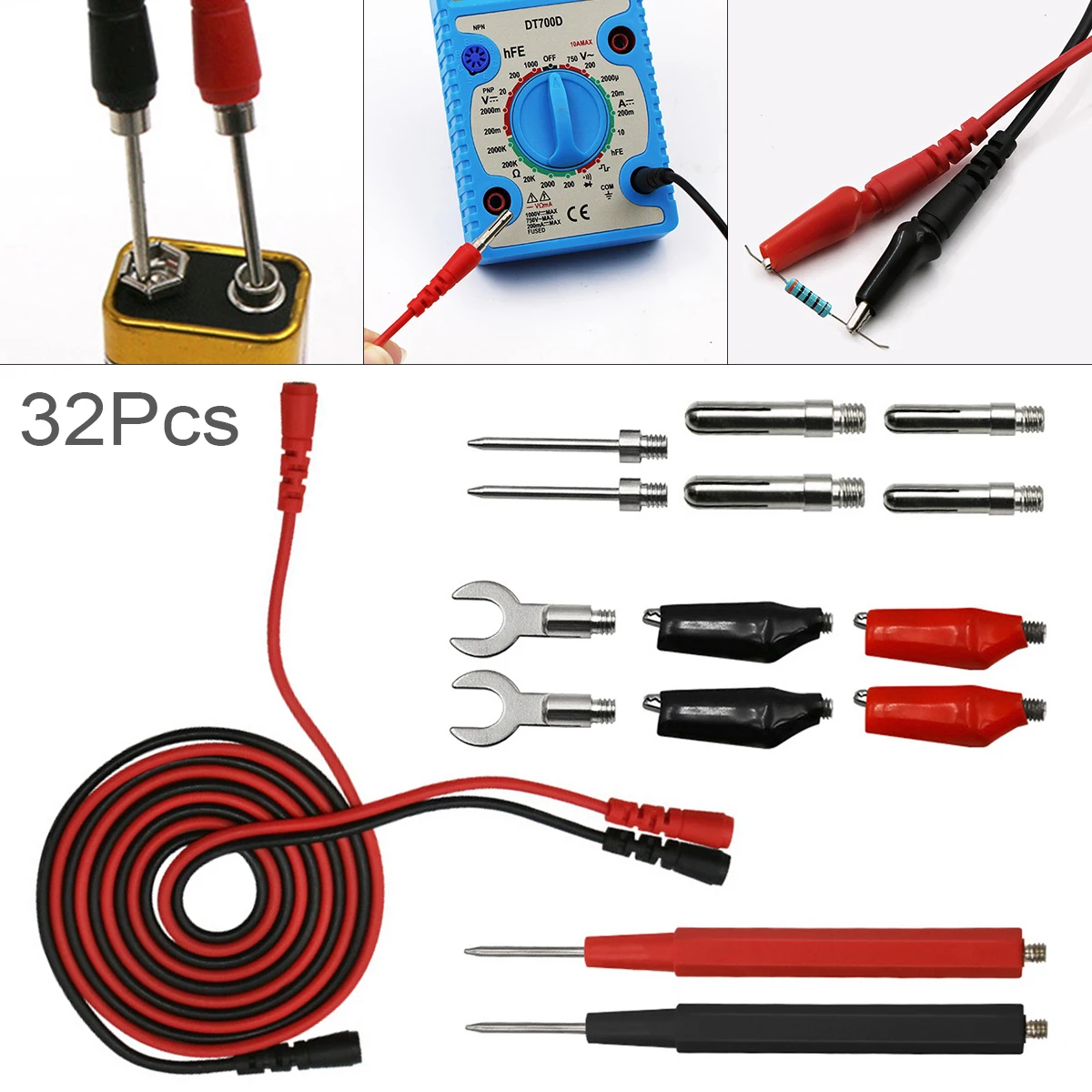 

16Pcs / Set Multifunction Digital Multimeter Probe Test Lead Cable Alligator Clip Tools Multi Meter Tester Lead Probe Wire Tool