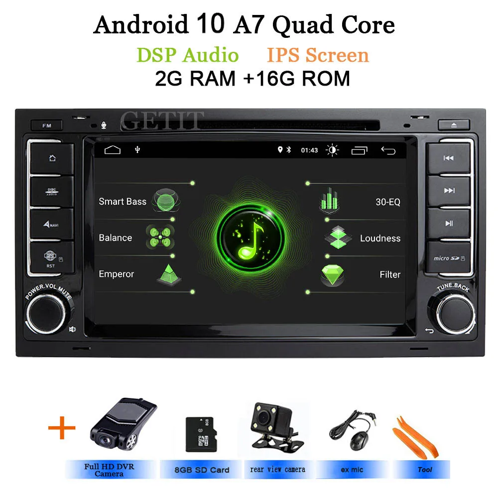DSP чип ips Android 10 4G 64G Автомобильный gps для Фольксваген туарег Т5 транспортер Multivan dvd-плеер радио Мультимедиа Навигация - Цвет: DSP-IPS-2G-Rear-DVR