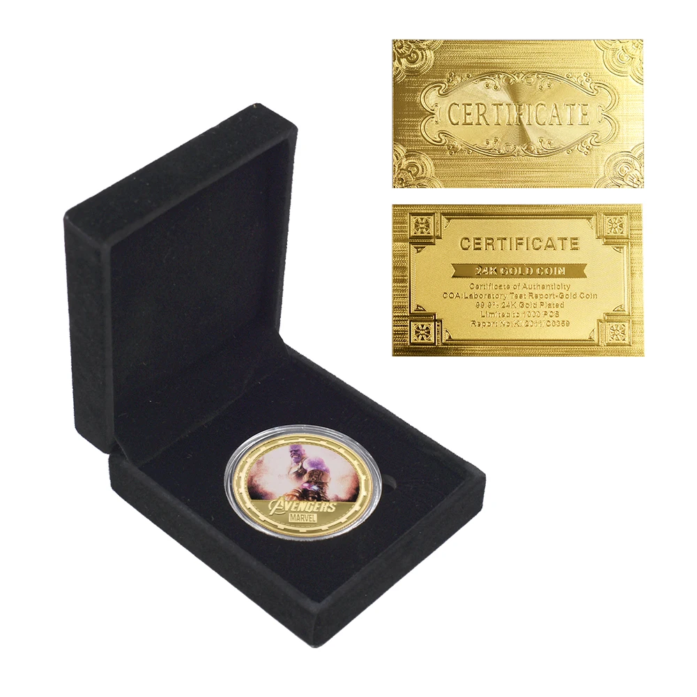 Новые коллекционные монеты 24K позолоченные Мстители супер герой вызов с коробкой