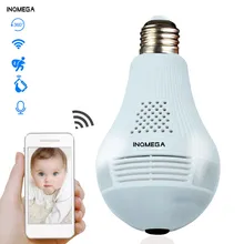 INQMEGA-Luz LED de 360 grados para seguridad del hogar, Bombilla inalámbrica panorámica de 960P, WiFi, CCTV, lámpara de ojo de pez, cámara IP de dos vías de Audio, E27