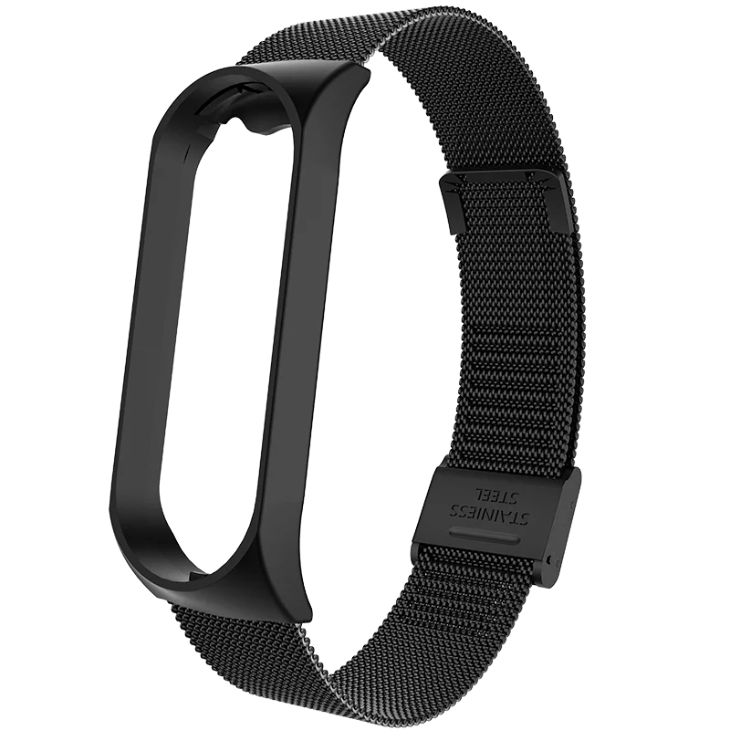 Черный Металлический ремешок для Xiaomi Mi band 3 умный браслет металлический браслет из нержавеющей стали ремешок для Xiaomi Mi band 3 Smart band - Цвет: Черный