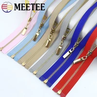25pcs meetee 3 metal zippers 40 70cm open end gold teeth zip closure for sewing bags down jacket skirt clothing accessories