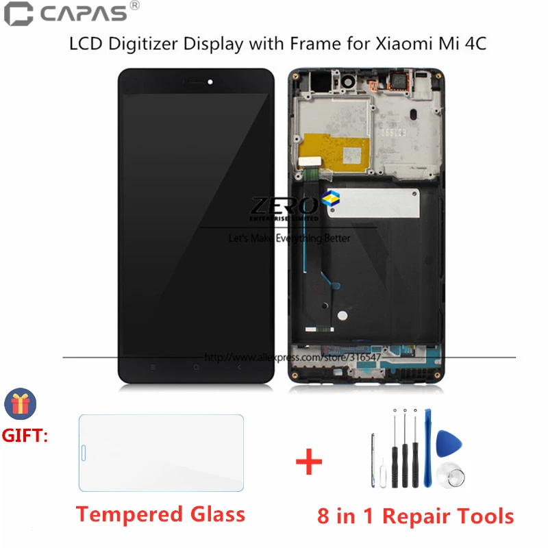 Tested LCD Display + Frame For Xiaomi Mi 4C Digitizer Mi4C 10 Point Touch Screen Panel Replacement Spare Parts | Мобильные телефоны
