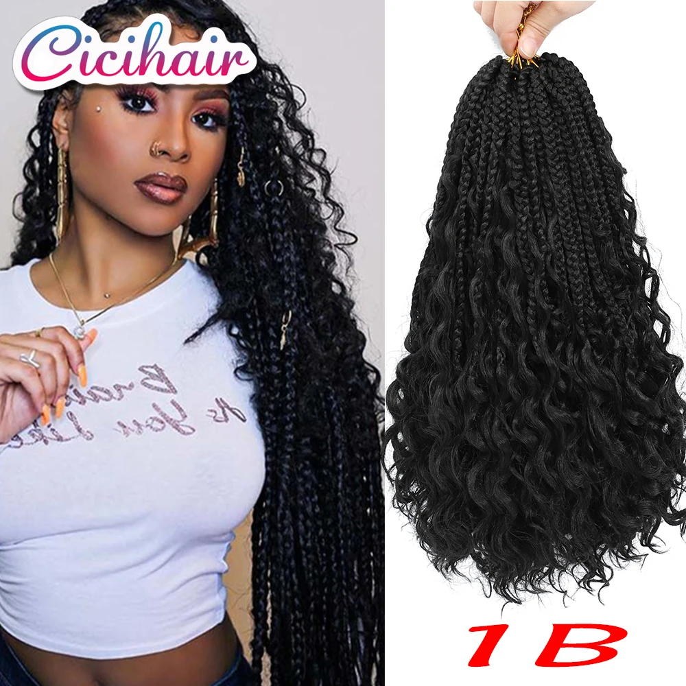 

Box Braids Crochet Hair With Curly Ends Goddess 3X Bohemian Braiding Hair For Black Women 14"Box Braids Crochet Braids
