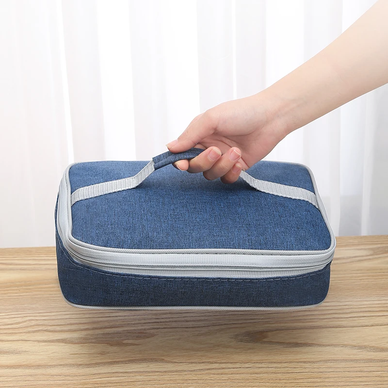 

2.8L Lunch Box Bag Insulated Lunch Bag Female Canvas Large Tote Bag Hand Carry Thick Aluminum Foil Insulation Bag