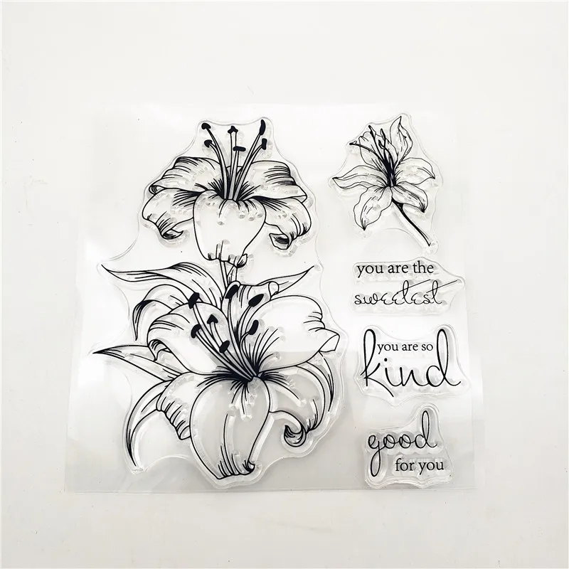 10x10cm Lily Flower Clear Stamps Transparent Seal Silicone TPR Christmas Wedding Roller DIY Scrapbook Album Card | Дом и сад