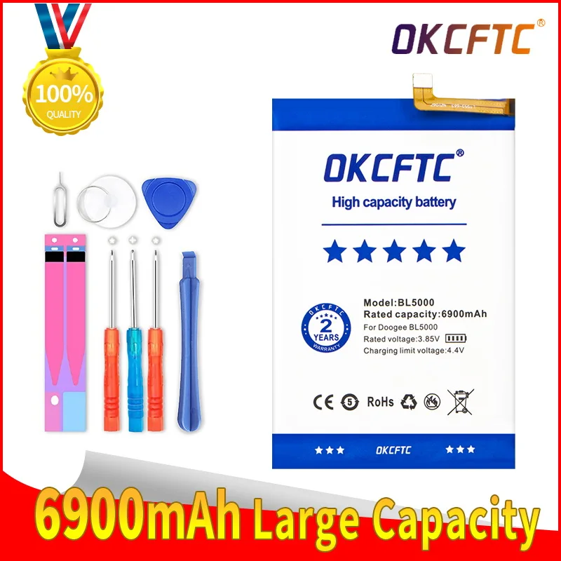 

OKCFTC Original BL5000 6900mAh In Stock NEW Battery For DOOGEE BL5000 BL 5000 Mobile Phone High quality batteries + Free Tools