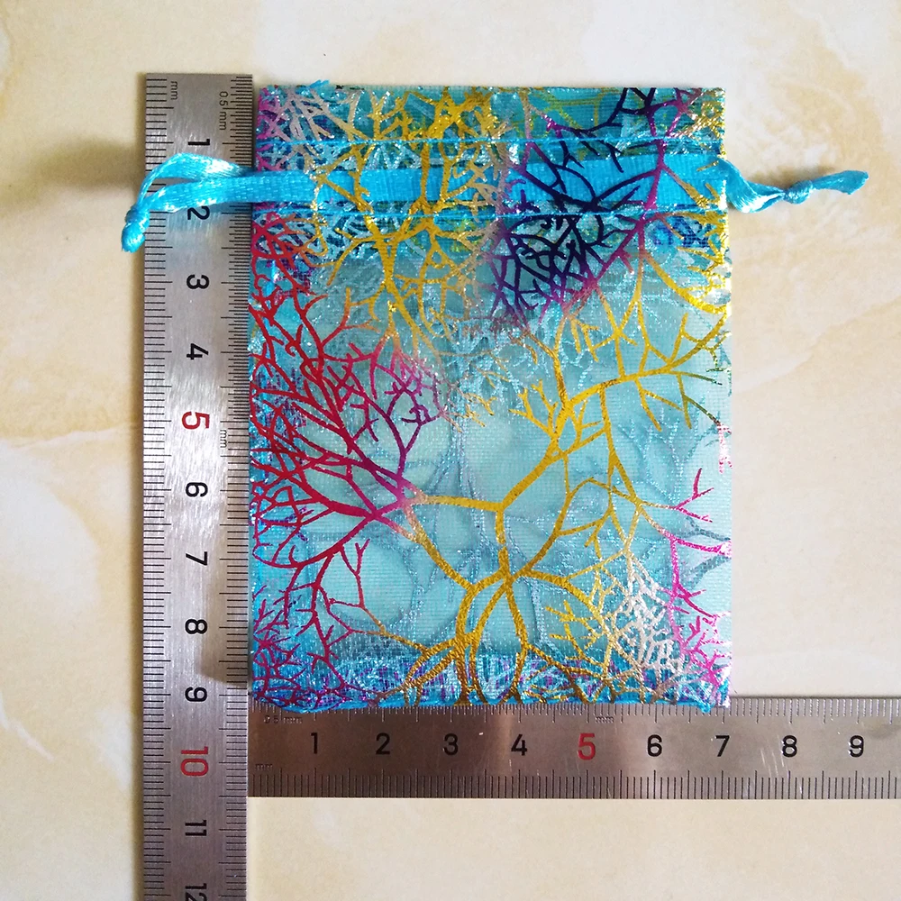 50 шт., 7x9, 9x12, 10x15 см, сумки из органзы на шнурке, Белые и красочные упаковочные сумки для ювелирных изделий, сумки для свадебного подарка, сумки для украшений