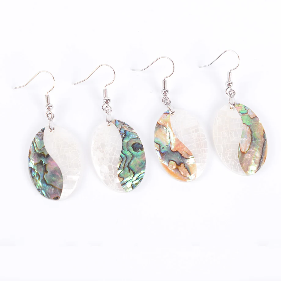 Natural Dangle Hook Earrings Paua Abalone Shell New Zealand Olivary Earring2020 Bead Pendant Women Hanging Fashion Jewelry R447 | Украшения