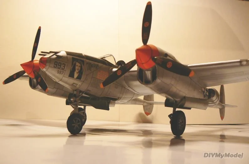 DIYMyModeI-rompecabezas de juguete hecho a mano para ni&ntilde;os, juguete de p-38j, caza rel&aacute;mpago, bricolaje-2
