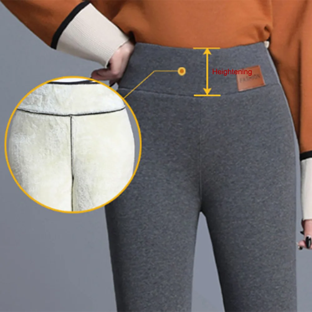 

2020 Black Warm Pants Winter Skinny Thick Velvet Wool Fleece Girls Leggings Women Trousers Lambskin Cashmere Leggings New