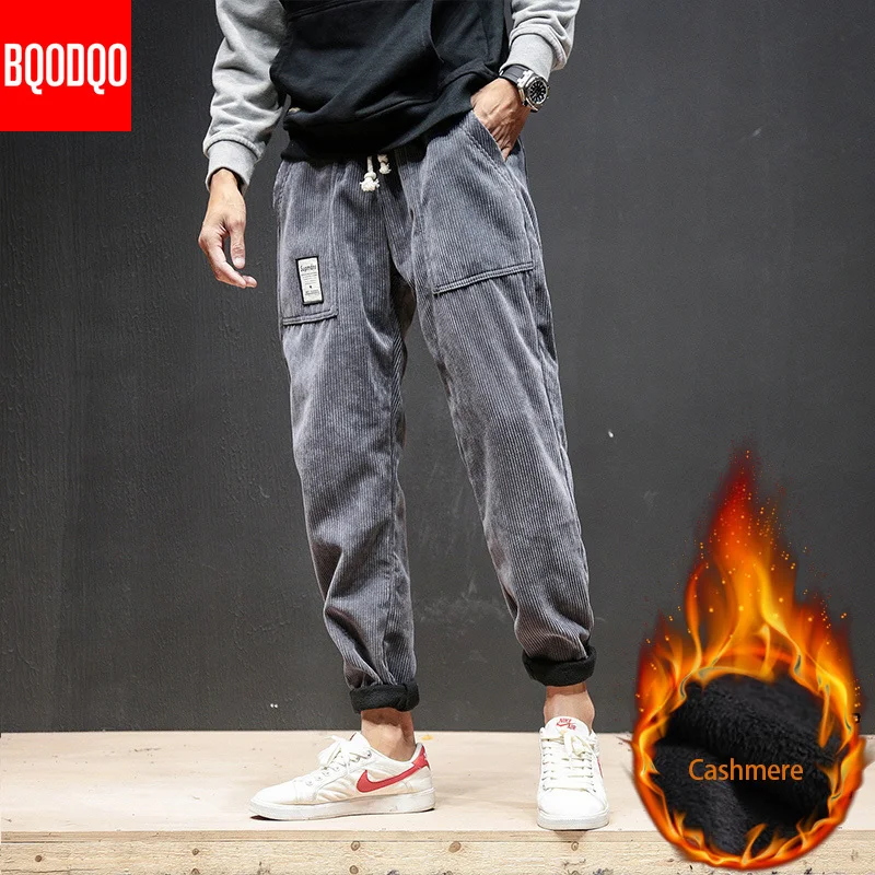 Теплые повседневные штаны для бега Мужские 5XL флисовые уличные зимние черные