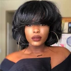 Короткие парики из человеческих волос, с челкой, без клея, бразильские волосы, 8 дюймов, натуральный цвет, 2 #4 # для женщин