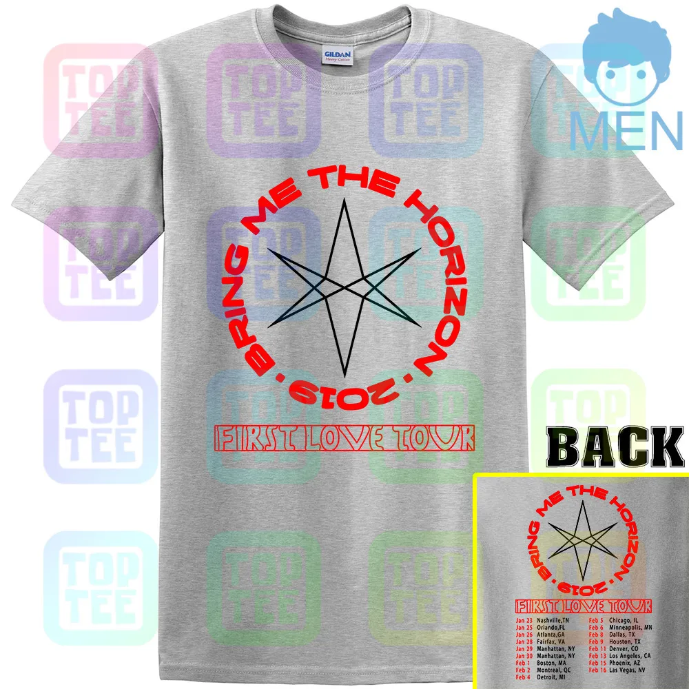 Серый Редкие товары Bring Me the Horizon First Love tour футболка S-3XL - Цвет: Серый