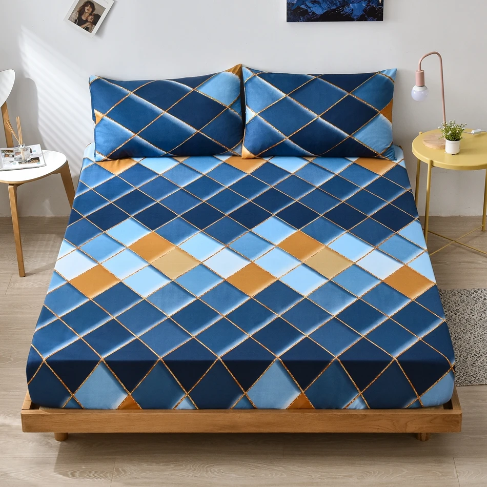 

Комплект постельного белья AOGUHOME, комплект из 3 простыней с геометрической наволочкой, для двуспальной кровати