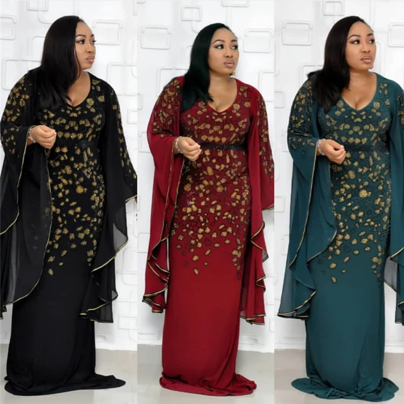 Новые африканские платья для женщин с вышивкой и блестками одежда в африканском