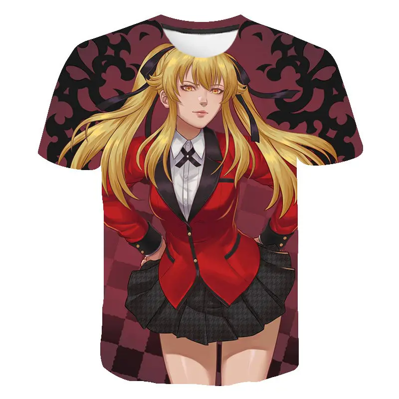 

Новинка 2021, летняя модная футболка Kakegurui с 3D принтом для мужчин, женщин, детей, Повседневная Уличная одежда, крутая хлопковая футболка для ма...