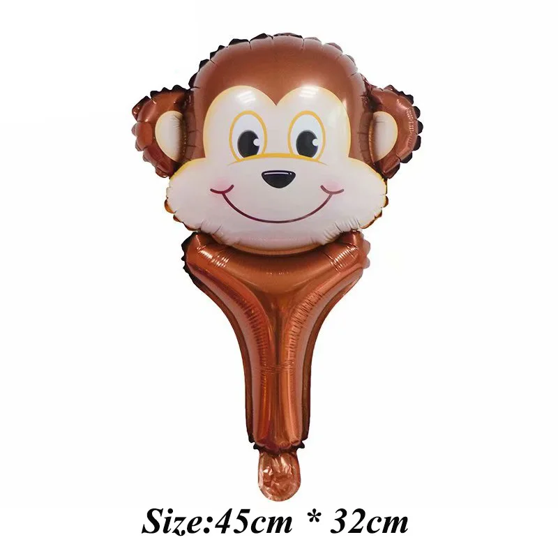50Pcs/Lot Handheld Animal Head Foil Balloons Tiger Lion Inflatable Air Ballon Jungle Birthday Party Decorations Kids Toys Globos - купить по