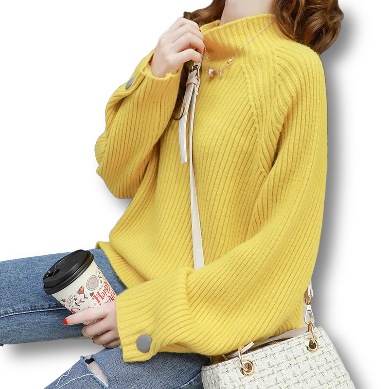 

Thicken Warm Solid Women Sweater And Pullovers Long-Sleeved Loose Casual All Match Female Pulls Outwear Tops
