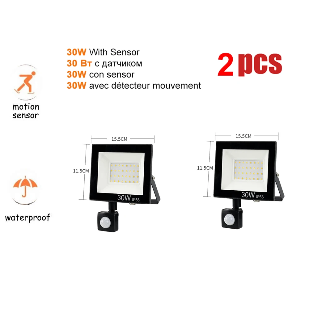 

2 шт. 220 в 10-100 Вт светодиодный прожектор, Точечный светильник, наружный Уличный настенный отражатель, светодиодный водонепроницаемый садовы...