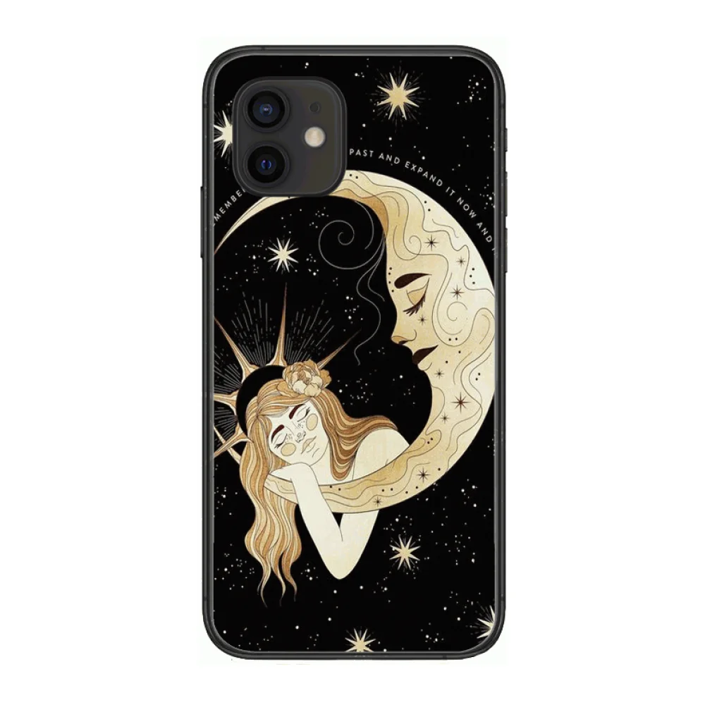 

Funny Sun Moon Face Style Phone Case cover For iphone 12 pro max 11 8 7 6 s XR PLUS X XS SE 2020 mini black cell shell