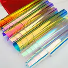50*100 см рулон Переливающаяся голографическая Прозрачная ПВХ ткань лазерная пленка Радужный виниловый бант Сумка Чехол ручной работы материал