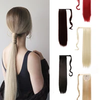 allaosify silky straight synthetic long ponytail hair accessories for women drawstring with hairpins pony tail extensions