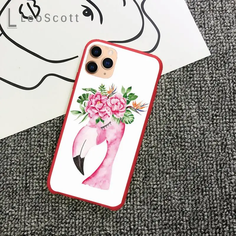 

Tropical rainforest flamingos leaves Phone Case Candy Color for iPhone 11 12 mini pro XS MAX 8 7 6 6S Plus X 5S SE 2020 XR